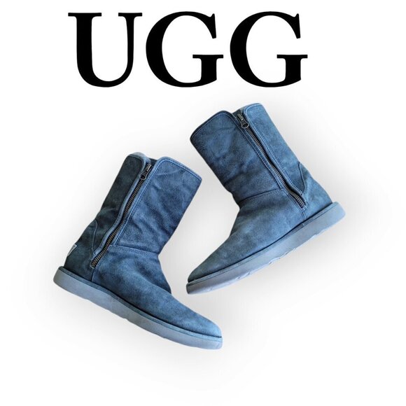 UGG Abree Short II Women's Charcoal Sheepskin Winter Boots size 7 in EUC - Picture 1 of 14